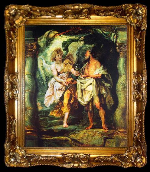 framed  Peter Paul Rubens The Prophet Elijah Receiving Bread and Water from an Angel, ta009-2